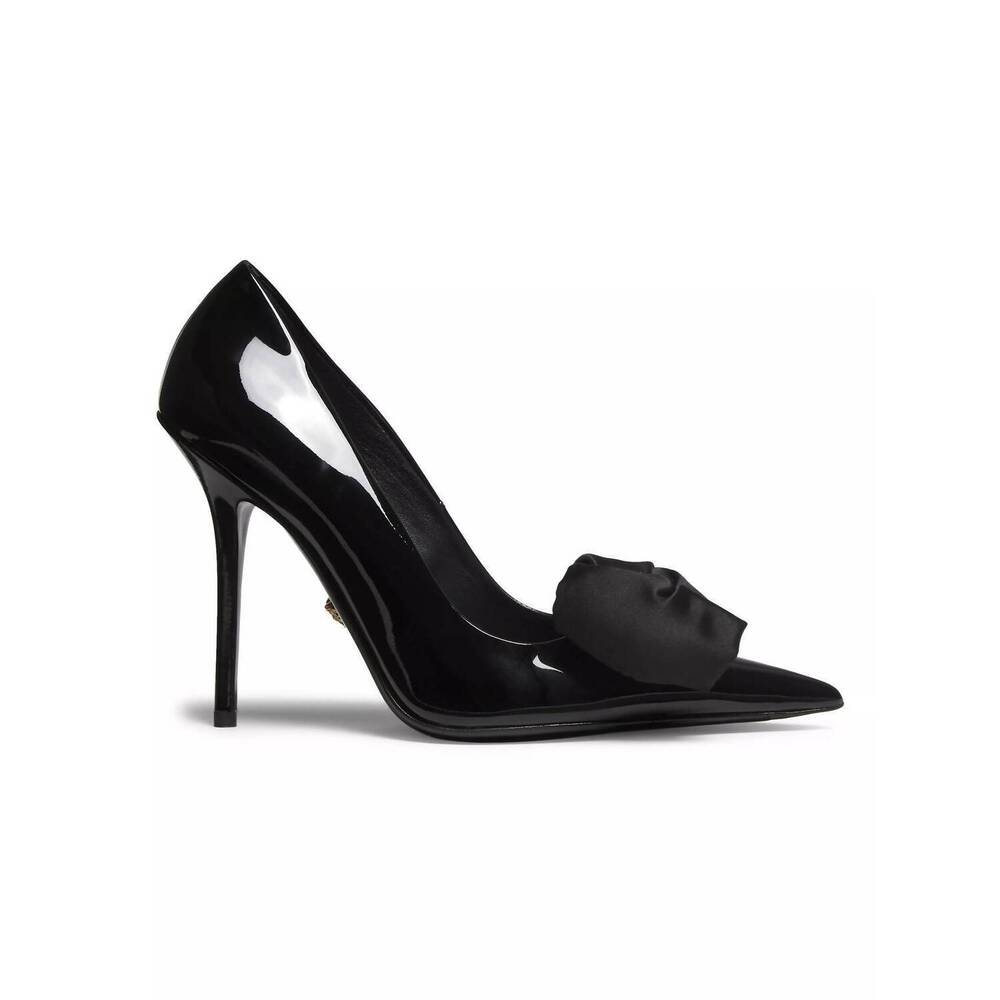 NEW VERSACE women's ribbon patent pumps in black